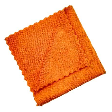 orange microfibre cloth white background