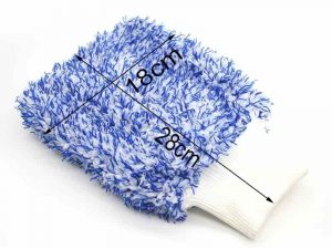 car cleaning mitt blue white 